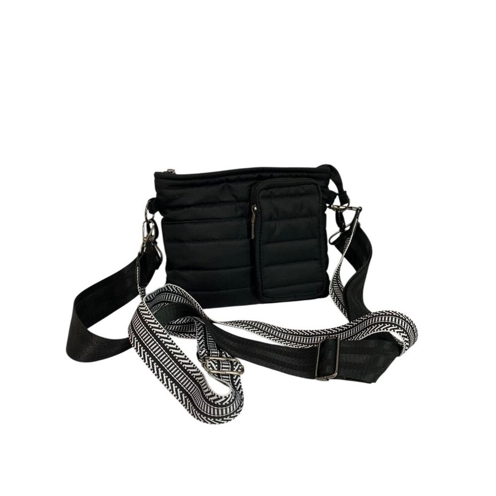 Think Rolyn Black Puffer Bag Crossbody Interchangeable Straps